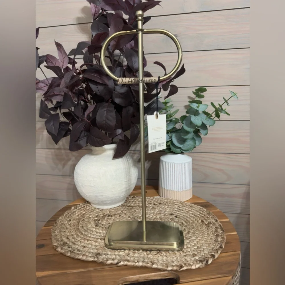Hearth & Hand Brass Bathroom Hand Towel Stand Antique Finish